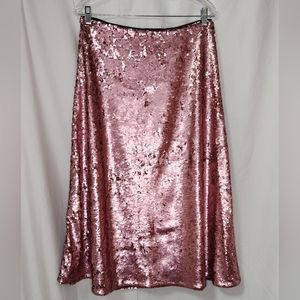 H&M Pink Sequin Midi Skirt size 12